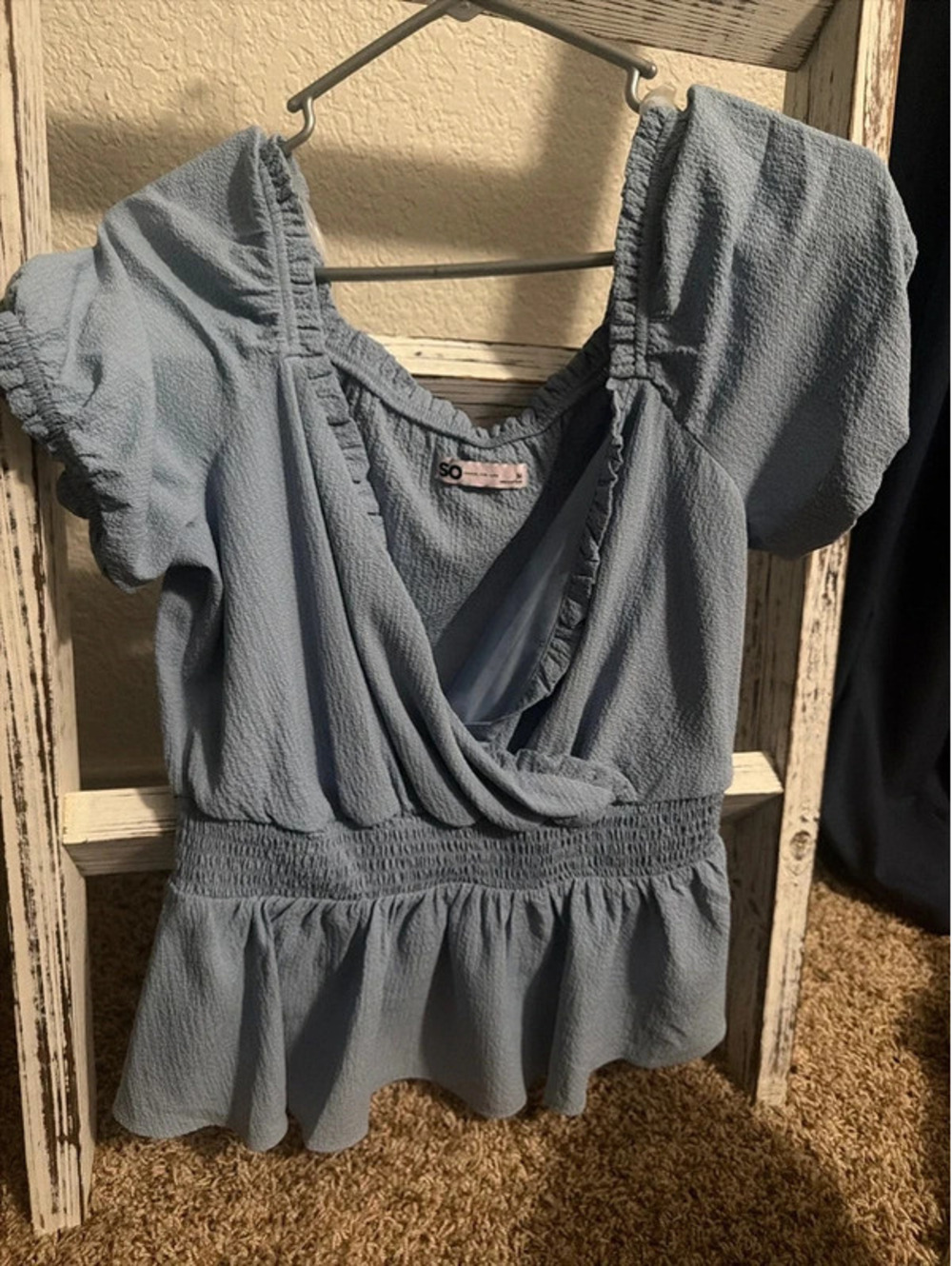 Women’s Blue Peplum Top